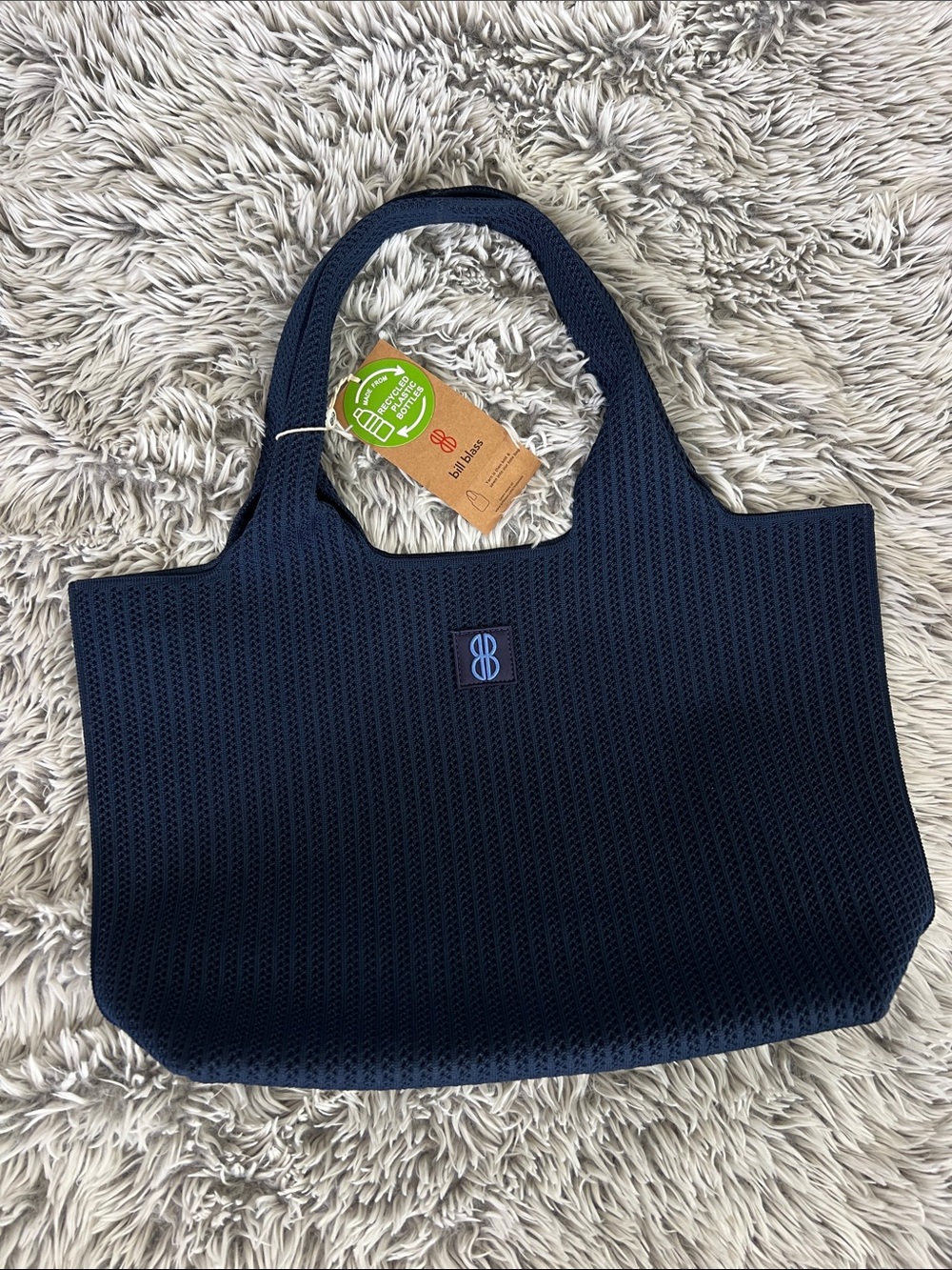 Bill Blass Navy Knit Tote Bag
